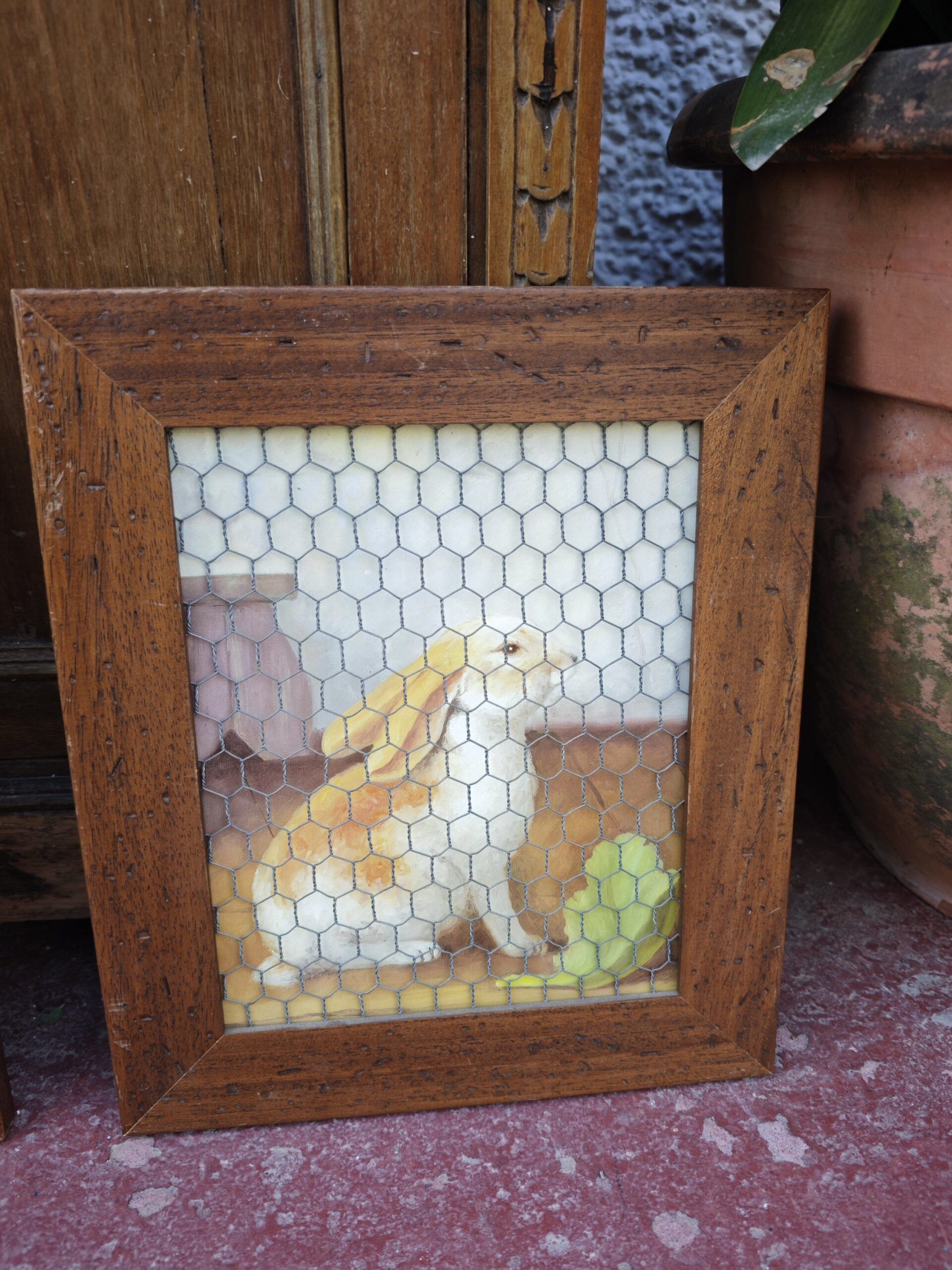 Pareja de Cuadros Rústicos con Malla de Gallinero 5 Pareja de Cuadros Rústicos con Malla de Gallinero - Imagen 5