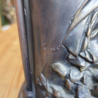 Lámpara Art Nouveau "Ninfa con Aves" - Tulipas de Cristal Art de France - Estilo Auguste Moreau 7 1000506905