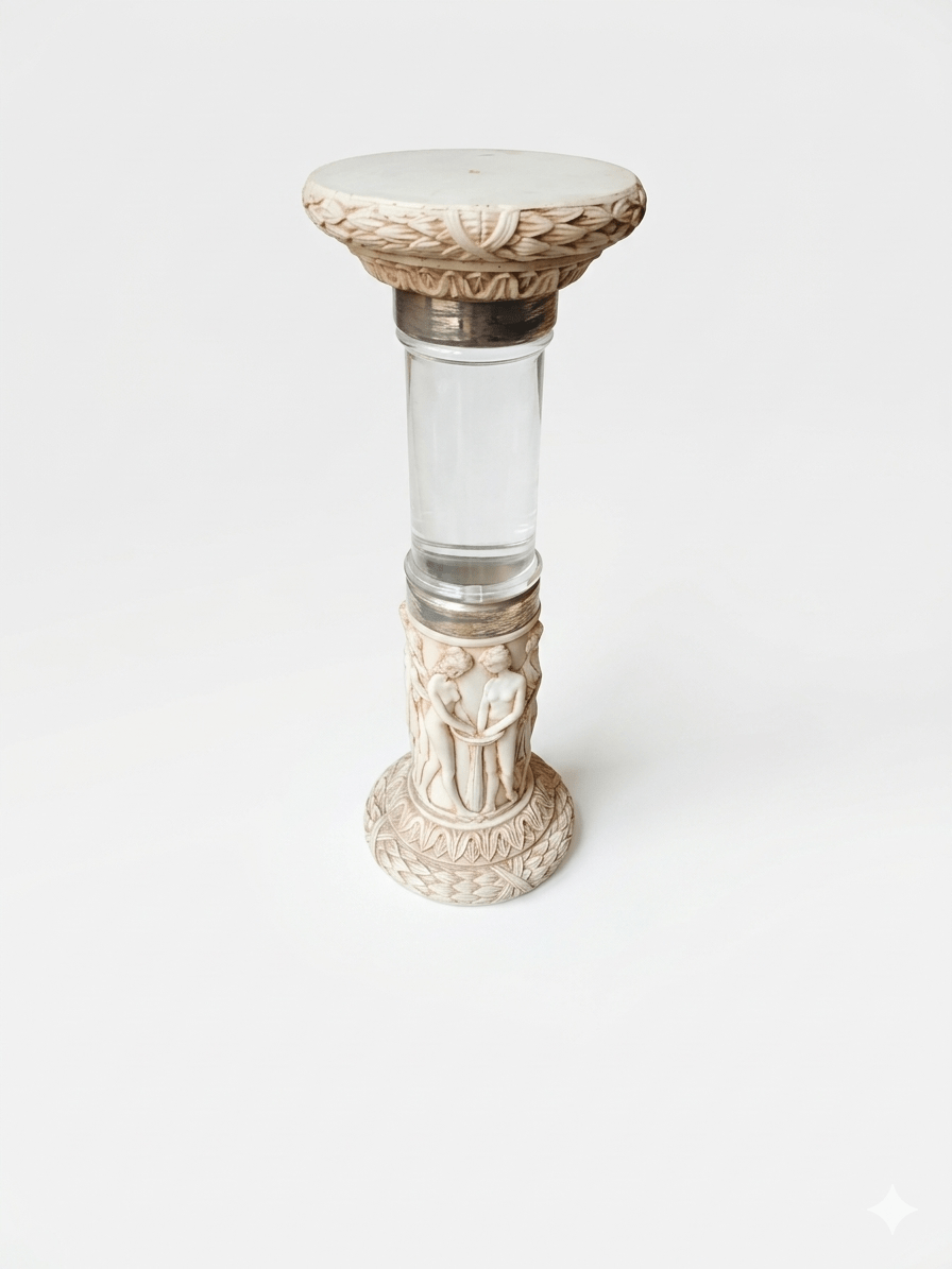 Pedestal Vintage de Resina Esculpida y Metacrilato 1 Pedestal Vintage de Resina Esculpida y Metacrilato