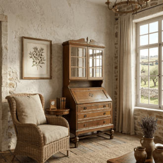 Bureaux-Cabinet Vintage de Madera con Vitrina y Secreter Abatible 8 1000507557