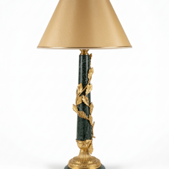 Lámpara de Mesa Vintage Italiana de Mármol Verde y metal - Original de Florencia- L'originale