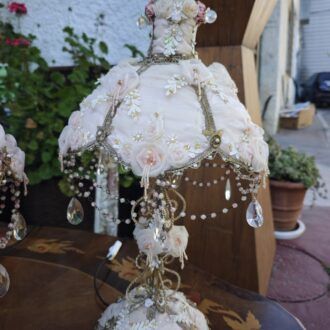 Pareja de Lámparas Vintage Estilo Shabby Chic con Cristales y Rosas 10 1000508019