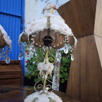 Pareja de Lámparas Vintage Estilo Shabby Chic con Cristales y Rosas 9 1000508021