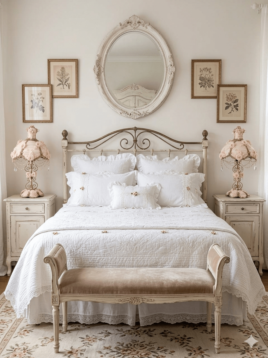 Pareja de Lámparas Vintage Estilo Shabby Chic con Cristales y Rosas 3 Pareja de Lámparas Vintage Estilo Shabby Chic con Cristales y Rosas - Imagen 3