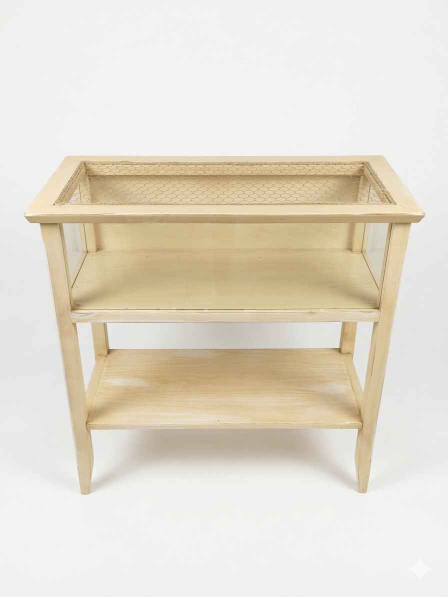 Vitrina Mostrador Rústica con Malla de Gallinero y Acabado Decapé 1 Vitrina Mostrador Rústica con Malla de Gallinero