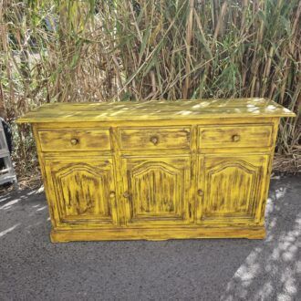 Aparador Rústico de Madera en Amarillo Mostaza Decapado 7 1000509113