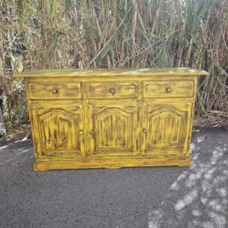 Aparador Rústico de Madera en Amarillo Mostaza Decapado 10 1000509114