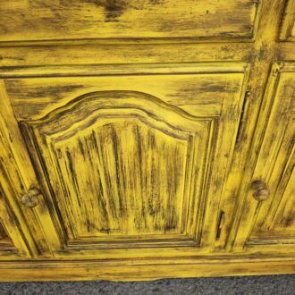 Aparador Rústico de Madera en Amarillo Mostaza Decapado 11 1000509115 1