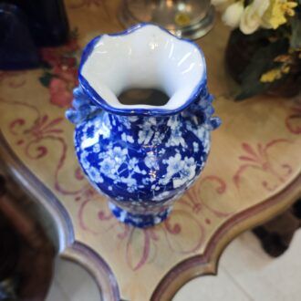 Jarrón de Porcelana Azul y Blanca Estilo Chinoiserie - Borde Rizado y Asas 6 1000509310
