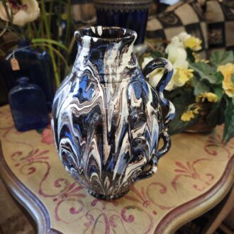 Jarrón de Cerámica Artística Marmoleada con Efecto Ágata y Asa Escultórica 7 1000509313