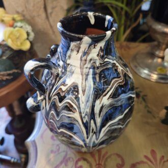 Jarrón de Cerámica Artística Marmoleada con Efecto Ágata y Asa Escultórica 5 1000509315