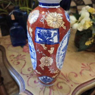 Jarrón de Porcelana Estilo Imari - Escena Paisajística Azul y Oro (Vintage) 8 1000509321 1