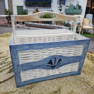 Cesta Revistero Vintage Estilo Marinero con Mimbre y Madera 6 1000510602
