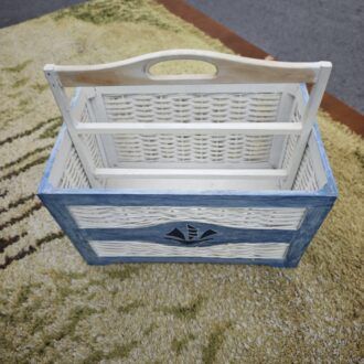 Cesta Revistero Vintage Estilo Marinero con Mimbre y Madera 7 1000510604