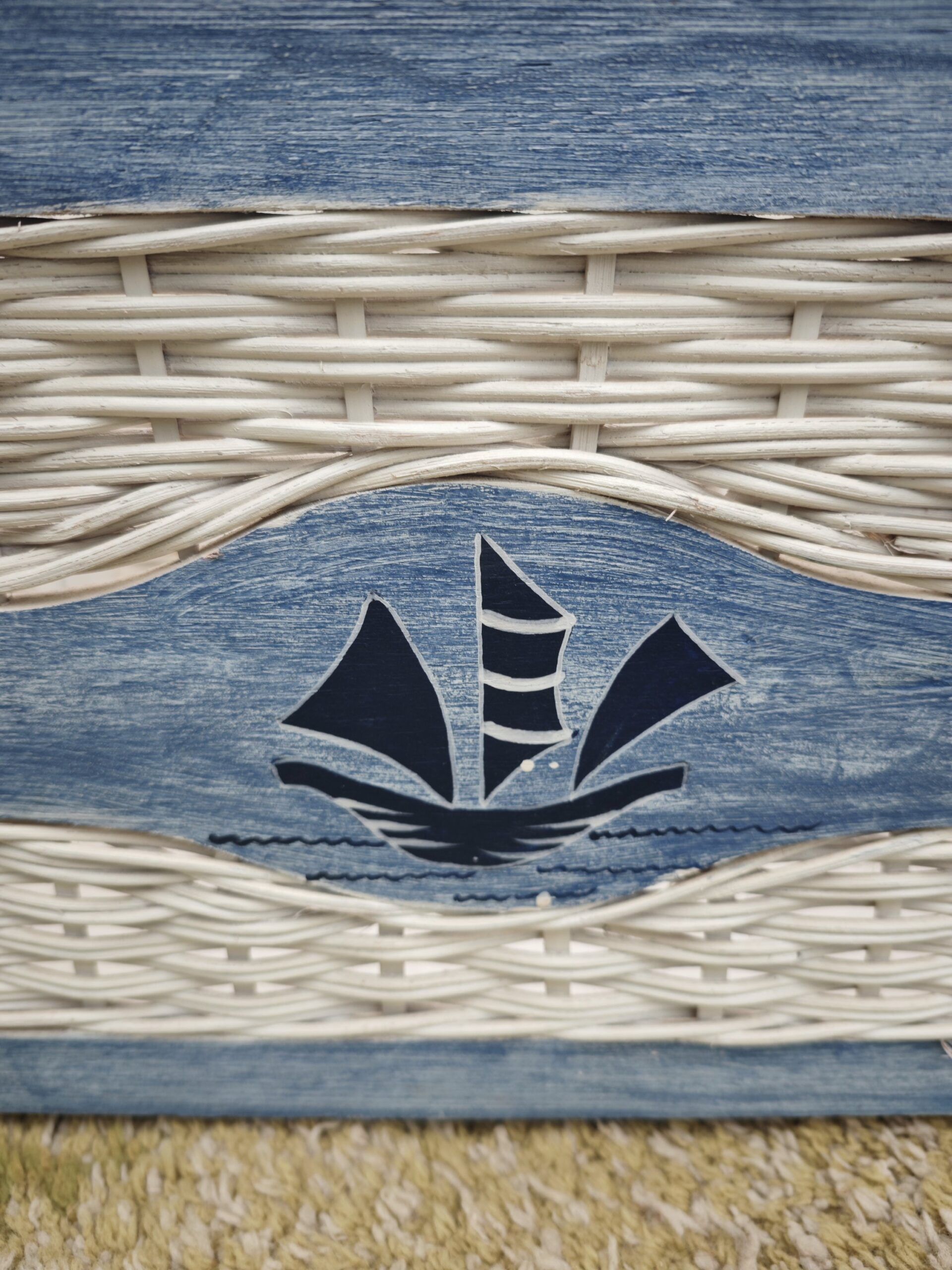 Cesta Revistero Vintage Estilo Marinero con Mimbre y Madera 5 Cesta Revistero Vintage Estilo Marinero con Mimbre y Madera - Imagen 5