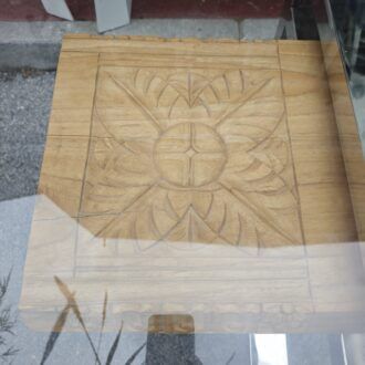 Mesa Comedor de Cristal base de metal talla madera Contemporánea 15 1000510818