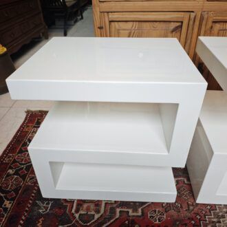 Mesita de Noche Modernas S-Shape Blanca Brillante 11 1000510830