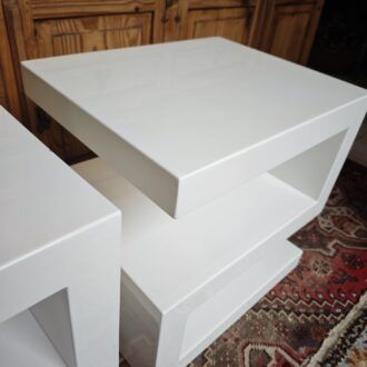 Mesita de Noche Modernas S-Shape Blanca Brillante 9 1000510832