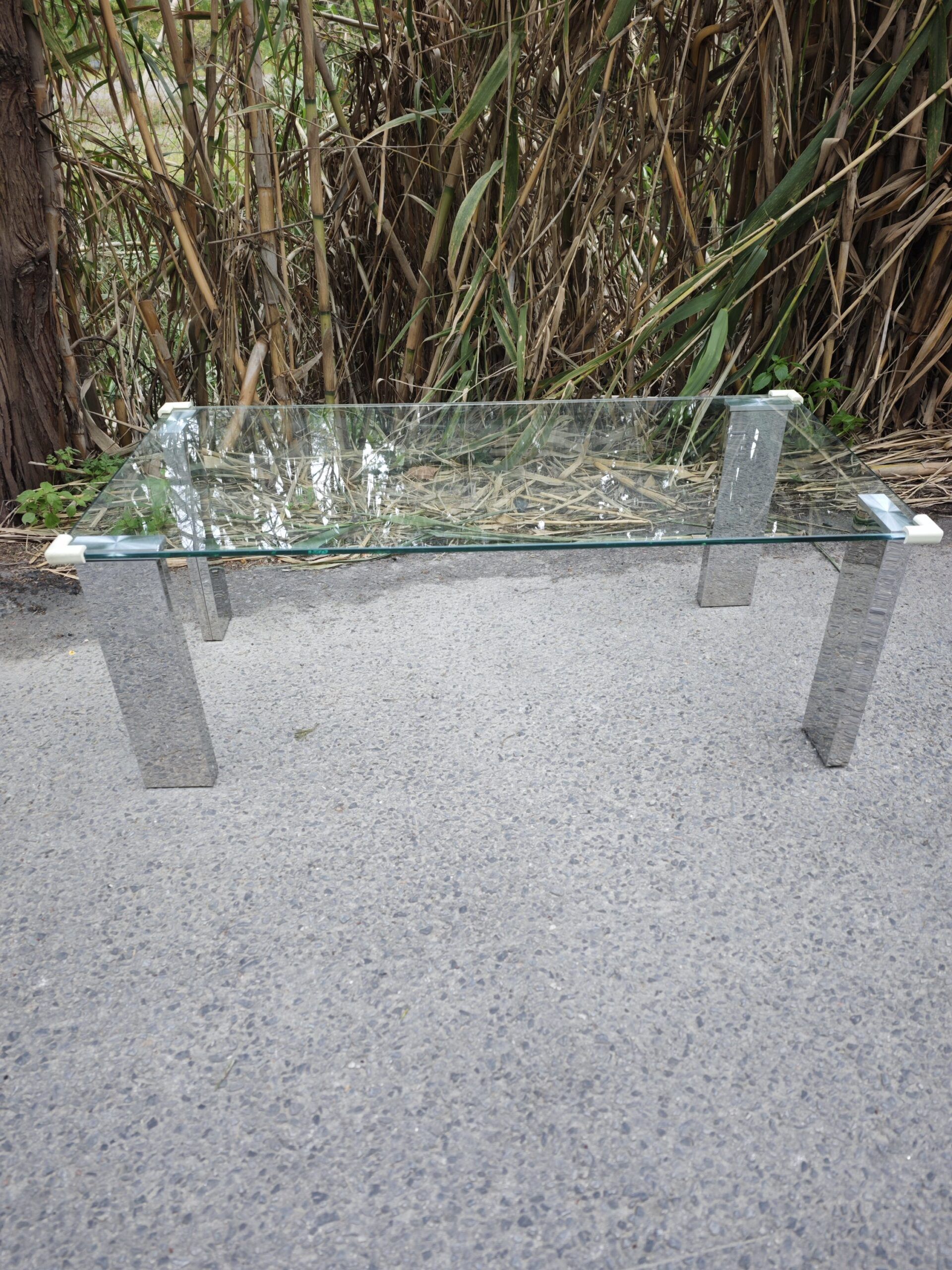 Mesa de Centro Cristal y Cromo Moderna Minimalista 2 Mesa de Centro Cristal y Cromo Moderna Minimalista - Imagen 2