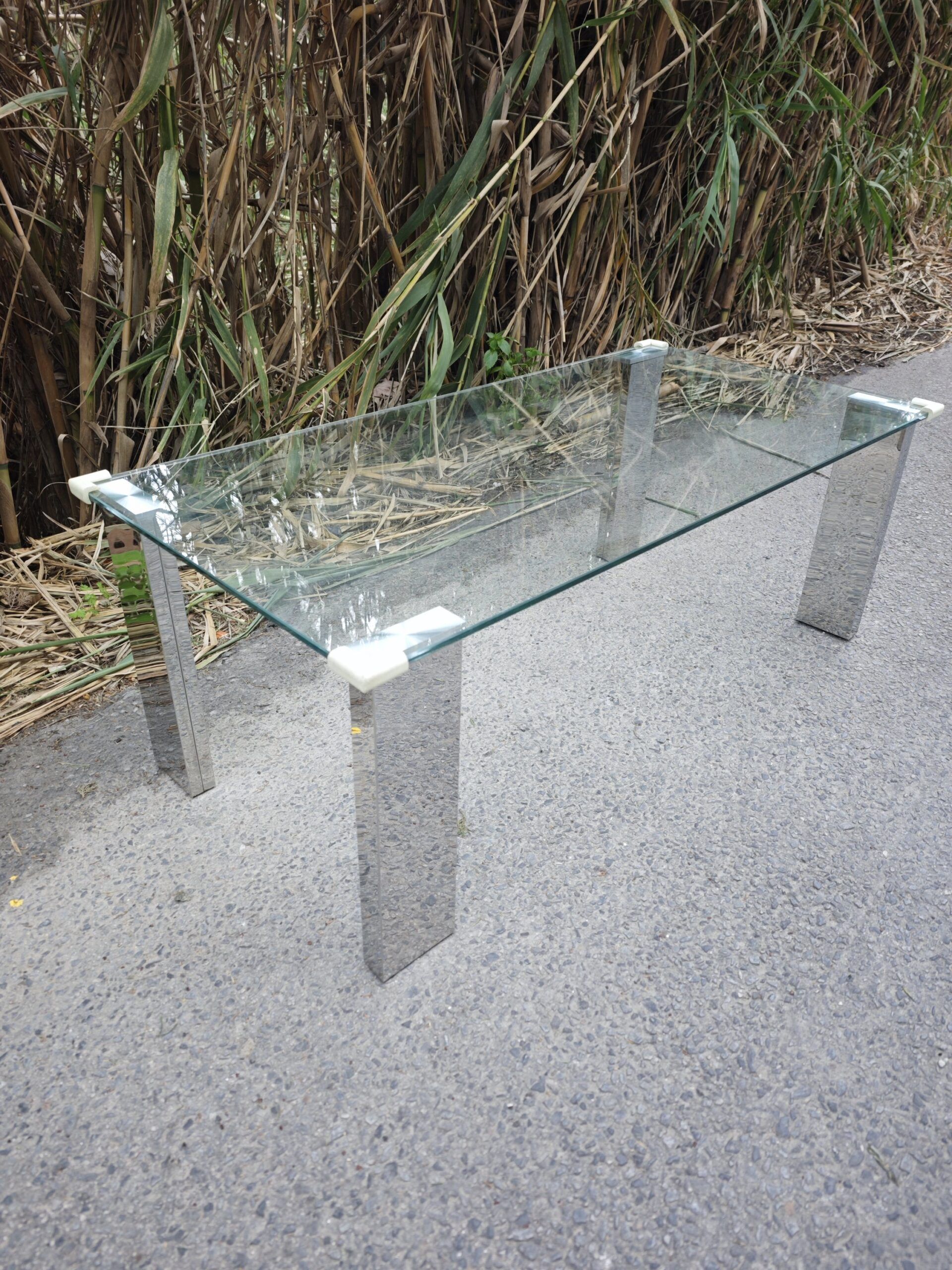 Mesa de Centro Cristal y Cromo Moderna Minimalista 5 Mesa de Centro Cristal y Cromo Moderna Minimalista - Imagen 5