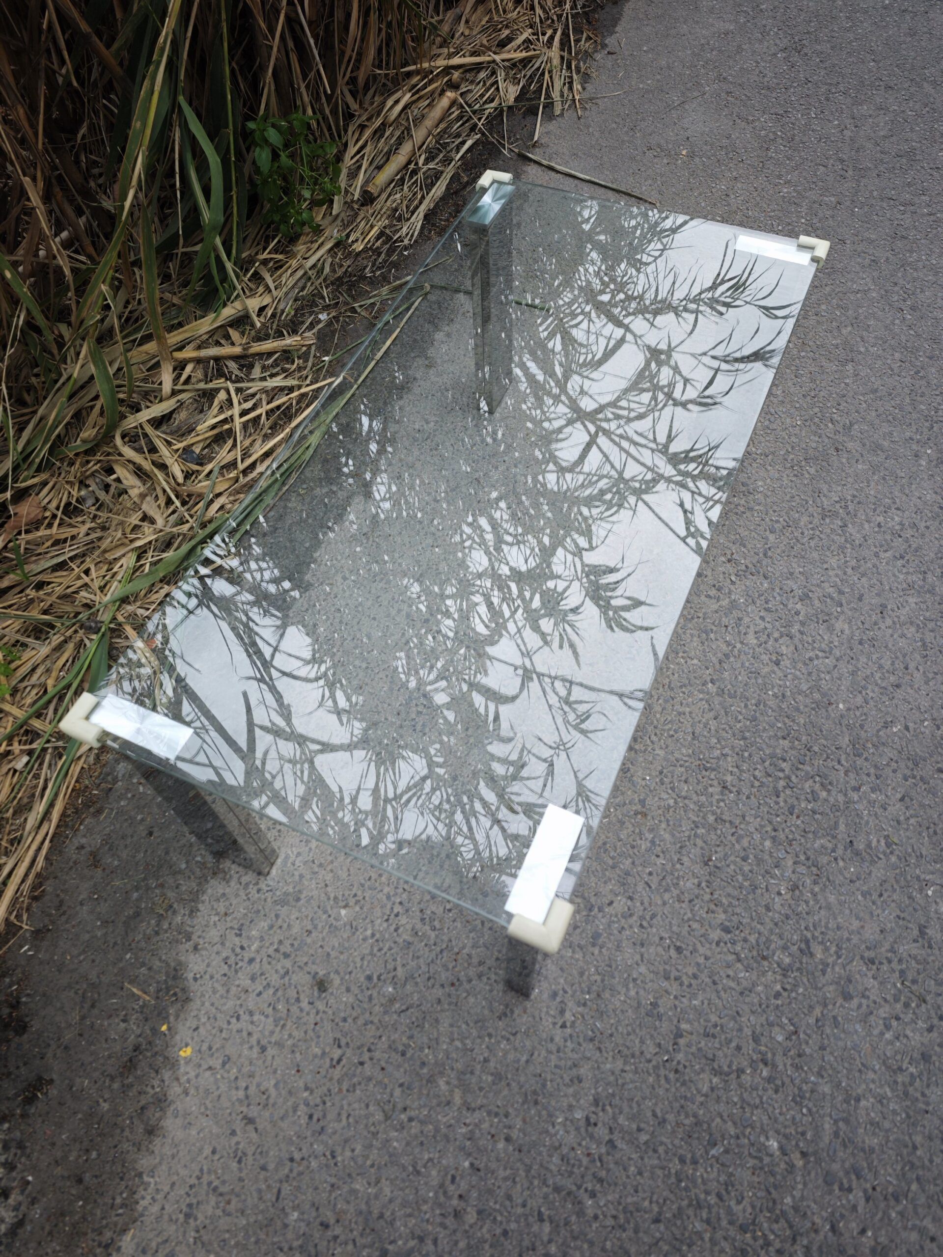 Mesa de Centro Cristal y Cromo Moderna Minimalista 4 Mesa de Centro Cristal y Cromo Moderna Minimalista - Imagen 4