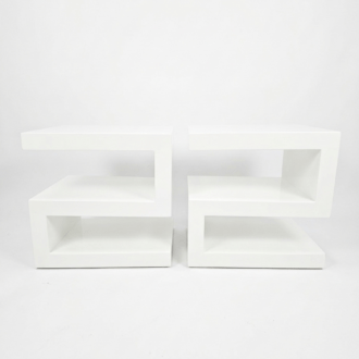 Mesita de Noche Modernas S-Shape Blanca Brillante