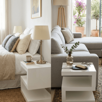 Mesita de Noche Modernas S-Shape Blanca Brillante 8 1000511030