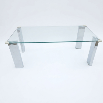 Mesa de Centro Cristal y Cromo Moderna Minimalista