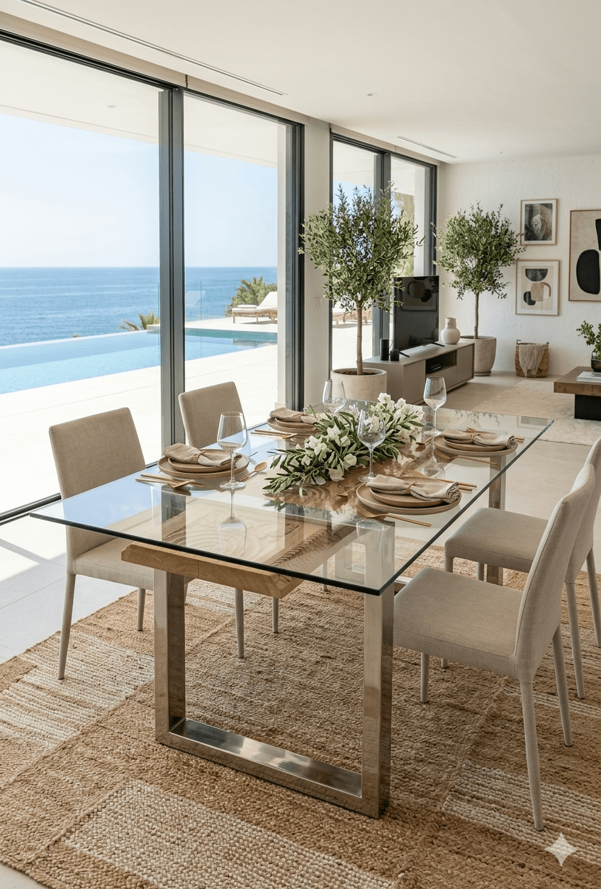 Mesa Comedor de Cristal base de metal talla madera Contemporánea 3 Mesa Comedor de Cristal base de metal talla madera Contemporánea - Imagen 3