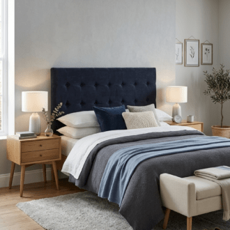 Cabecero Tapizado Capitoné de 180 cm – Elegancia y Confort en Azul Marino 8 1000511490