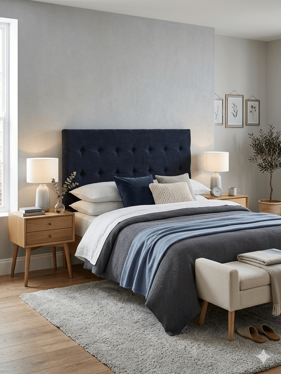 Cabecero Tapizado Capitoné de 180 cm – Elegancia y Confort en Azul Marino 3 Cabecero Tapizado Capitoné de 180 cm – Elegancia y Confort en Azul Marino - Imagen 3