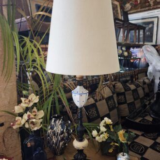 Lámpara de Mesa Vintage de Hierro Forjado y Porcelana Francesa 7 1000512502 1
