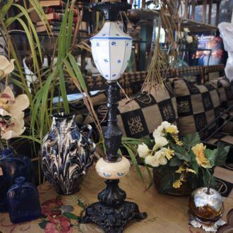 Lámpara de Mesa Vintage de Hierro Forjado y Porcelana Francesa 8 1000512503