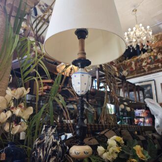 Lámpara de Mesa Vintage de Hierro Forjado y Porcelana Francesa 9 1000512504