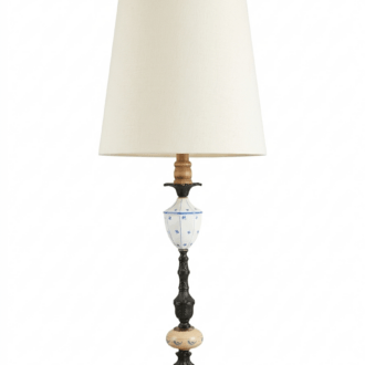 Lámpara de Mesa Vintage de Hierro Forjado y Porcelana Francesa