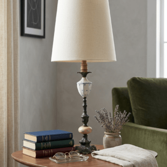 Lámpara de Mesa Vintage de Hierro Forjado y Porcelana Francesa 6 1000512518