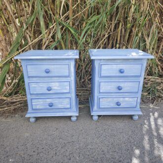 Mesitas de Noche Shabby Chic Madera Azul Pastel 8 1000513878