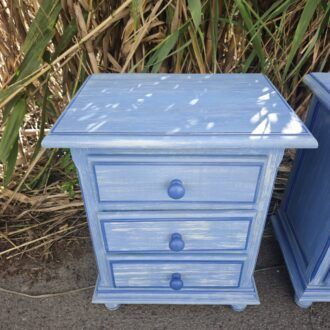 Mesitas de Noche Shabby Chic Madera Azul Pastel 10 1000513879