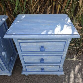 Mesitas de Noche Shabby Chic Madera Azul Pastel 11 1000513880