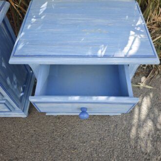 Mesitas de Noche Shabby Chic Madera Azul Pastel 12 1000513881
