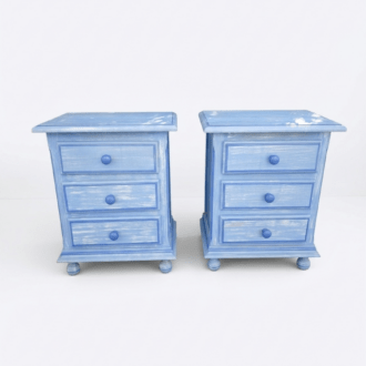 Mesitas de Noche Shabby Chic Madera Azul Pastel
