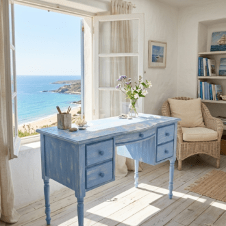 Escritorio Shabby Chic Azul Envejecido 9 1000513916