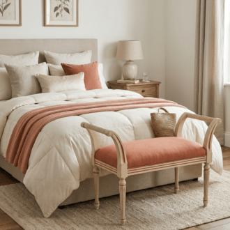 Descalzador Neoclásico Vintage con Asiento Rosa Salmón y Brazos Curvos 7 1000514091 1