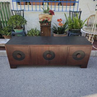 Aparador Buffet Mid-Century Moderno de Nogal Estilo Oriental 13 1000514158