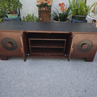 Aparador Buffet Mid-Century Moderno de Nogal Estilo Oriental 12 1000514160