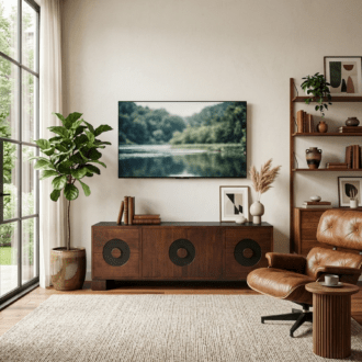 Aparador Buffet Mid-Century Moderno de Nogal Estilo Oriental 11 1000514164