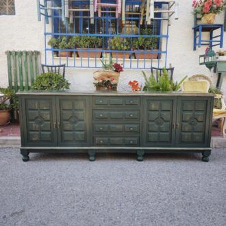 Aparador Castellano vintage verde carruaje 8 1000515231