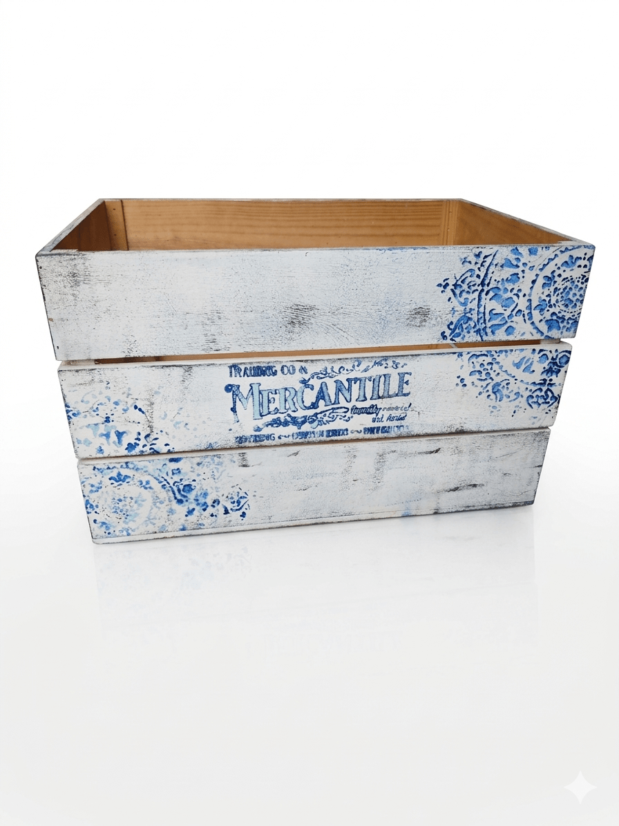 Caja de Almacenaje Decorativa Vintage "Mercantile" – Estilo Shabby Chic 1 Caja de Almacenaje Decorativa Vintage "Mercantile" – Estilo Shabby Chic