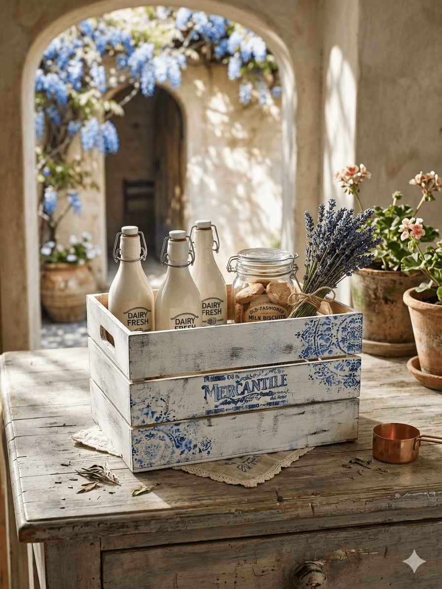 Caja de Almacenaje Decorativa Vintage "Mercantile" – Estilo Shabby Chic 4 Caja de Almacenaje Decorativa Vintage "Mercantile" – Estilo Shabby Chic - Imagen 4