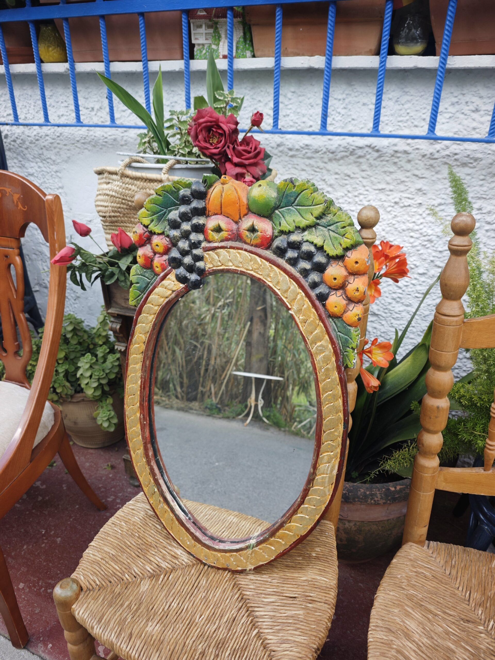 Cornucopia Mirror of Polychrome Fruits2Image Espejo Cornucopia de Frutas Policromadas - Image 2